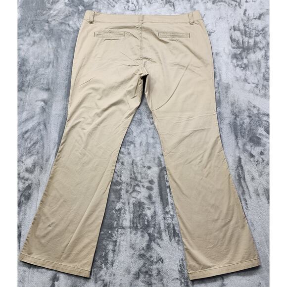 Maurices Pants Womens 20 LONG Tan Khaki Stretch Cotton Mid Rise Bootcut Flare - Picture 3 of 13